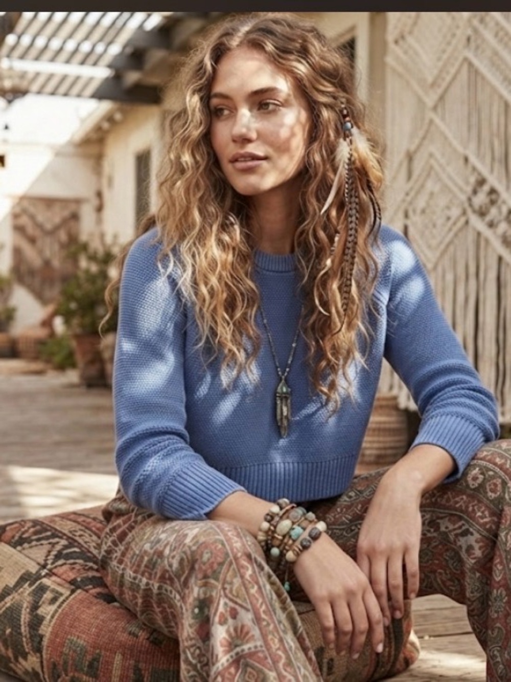 French Connection Cornflower Blue Crewneck Sweater